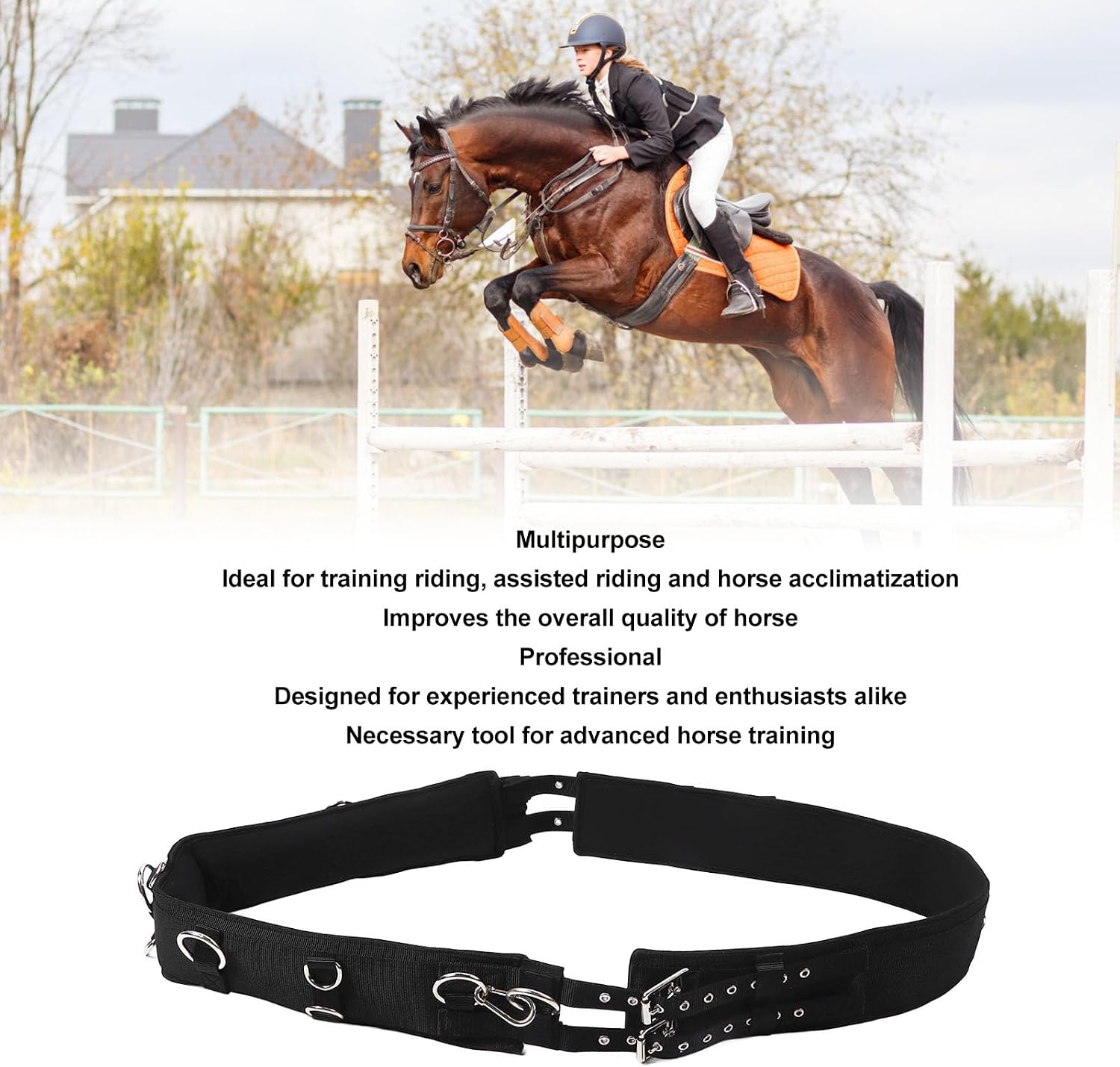 Horse Surcingle Professional Lunging Training Adjustable Length Training Surcingle for Equestrian Training