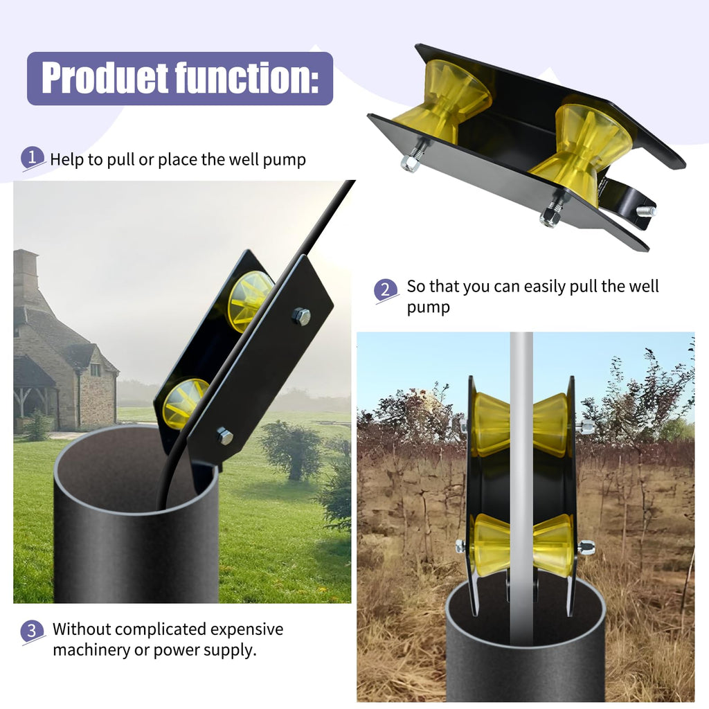 Water Well Pump Pulling Tool and Cable Rollers.Comes with Extra Horn Screw