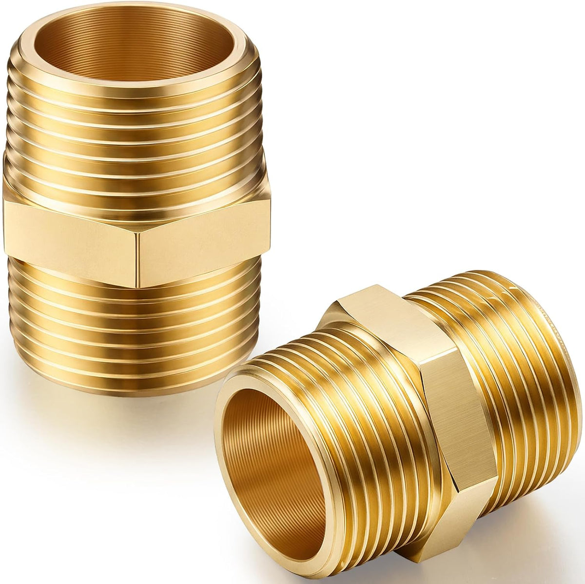 Hotop 2 Pieces Brass Nipple 1 X 1 Inch Npt NPT Pipe Fitting Adapter