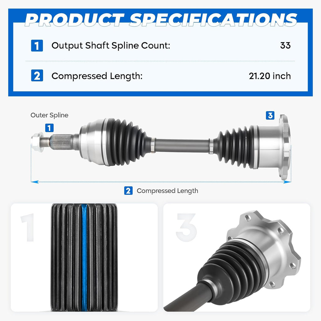 TadaMark New Front CV Axle Shaft Assembly, for 66-1009