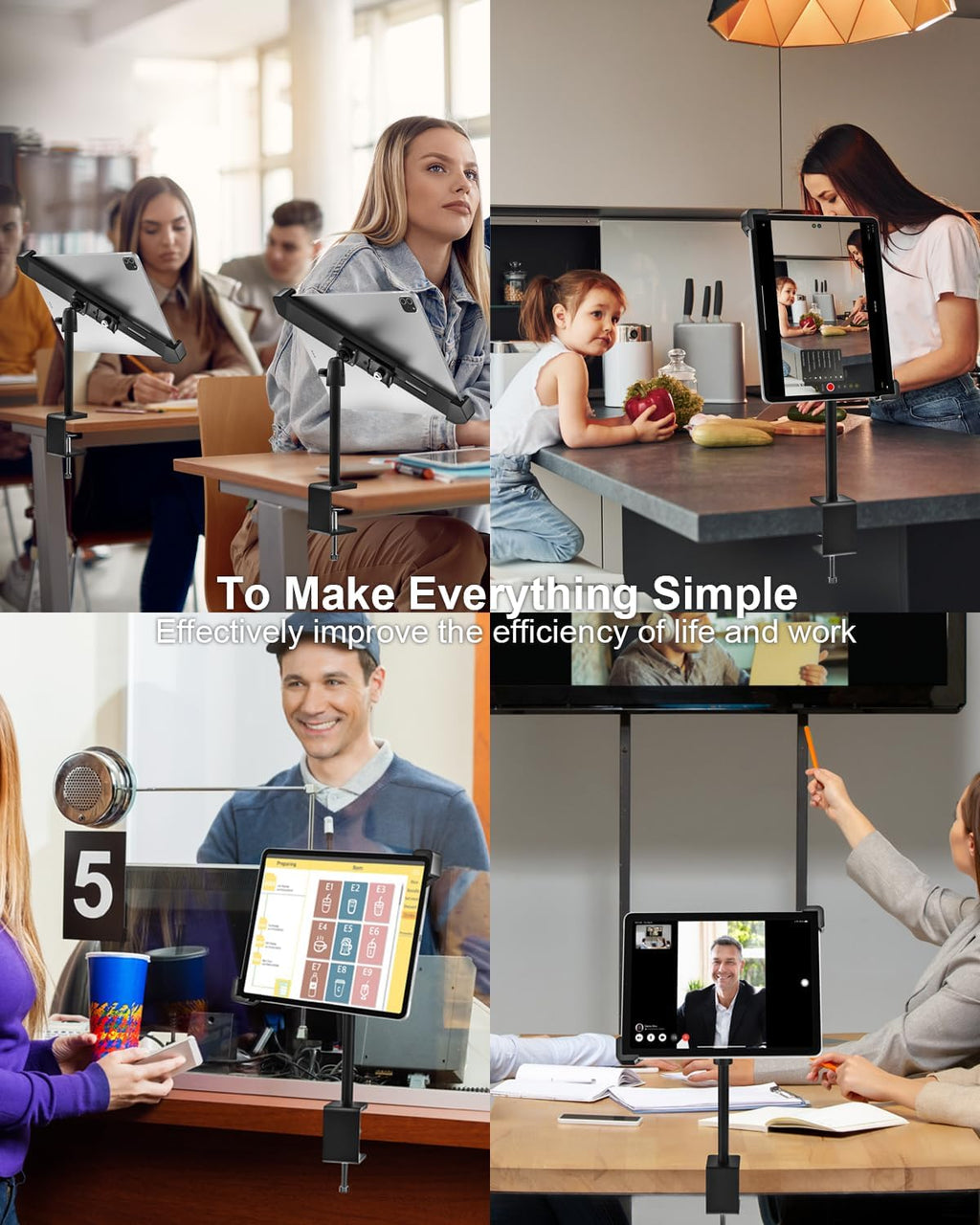 Anti-Theft Desktop Tablet Kiosk Stand - [Dual Security Lock] 360° Swivel Locking iPad POS Mount Holder for 7-11" iPad