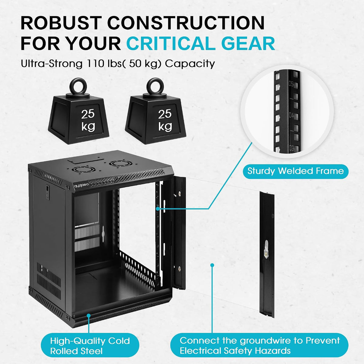 12U Wall Mount Server Rack Cabinet for 19'' IT Equipment, AV Device