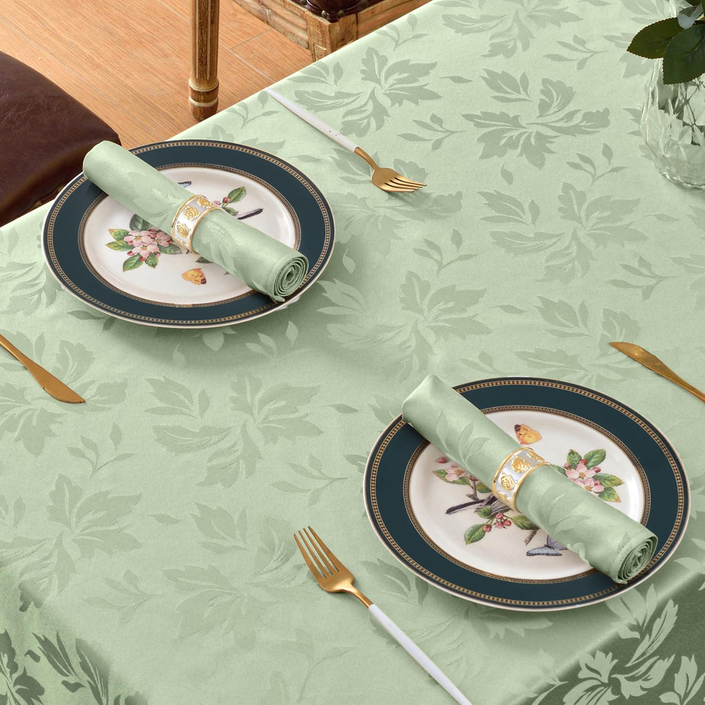 Jacquard Rectangle Tablecloth 60 x 120 Inch, Sage Green