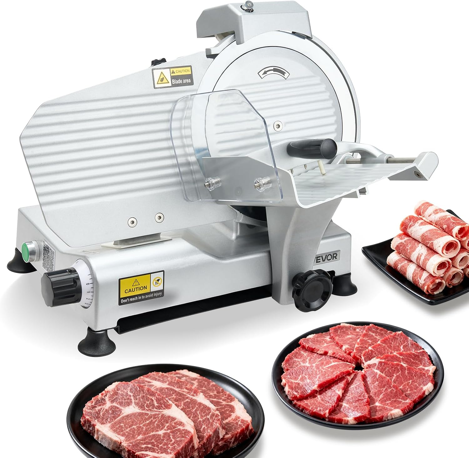 Commercial Meat Slicer, 320W Electric Deli Slicer Machine with 10 inch SUS420 Blade, 0-0.4 inch Adjustable Thickness