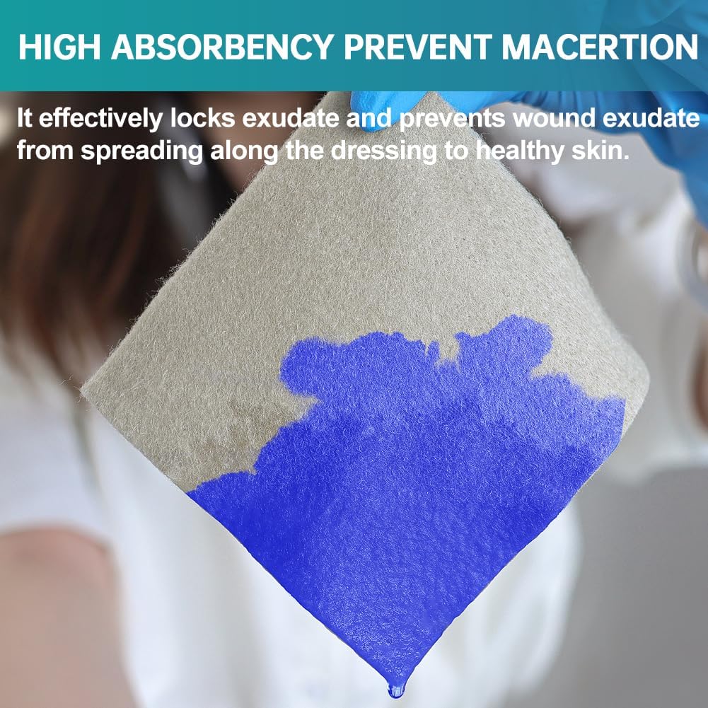 Upgrade Silver Calcium Alginate Wound Dressing -Silver-Infused Alginate Non Stick Gauze, Highly Absorbent Sterile