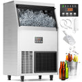 Commercial Ice Maker Machine 200 Lbs/24H with 50 Lbs Storage Bin, Stainless Steel Under Counter Ice Machine, Self