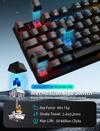 Wireless Mechanical Keyboard and Mouse Combo, 98-Key Gaming Keyboard with RGB Backlit, Tri-Mode BT5.0/2.4G/USB-C