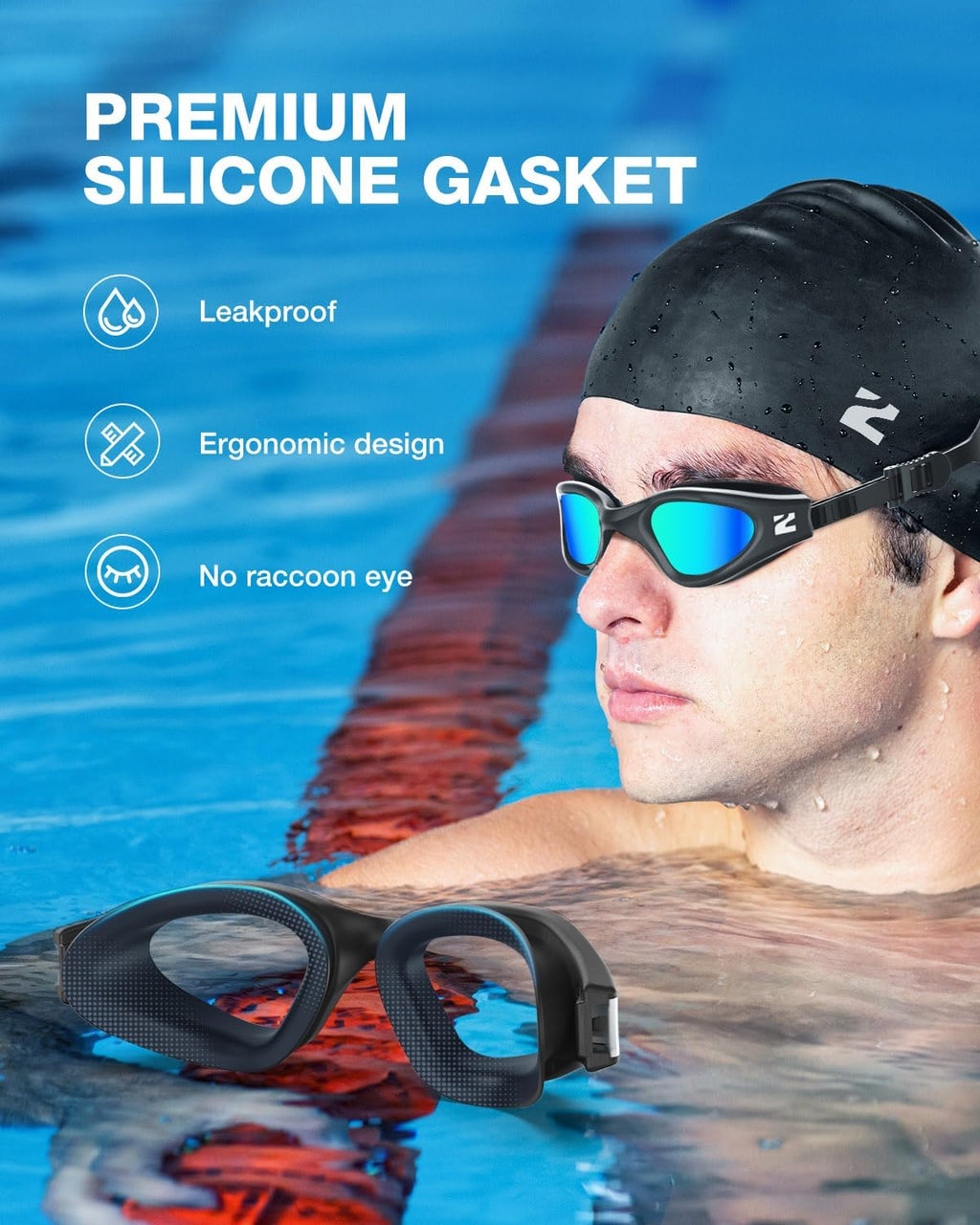 Swim Goggles Adult, G1 Air Anti-Fog UV Protection, Leakproof Comfortable Fit for Adult Men Women, Includes Swim Cap