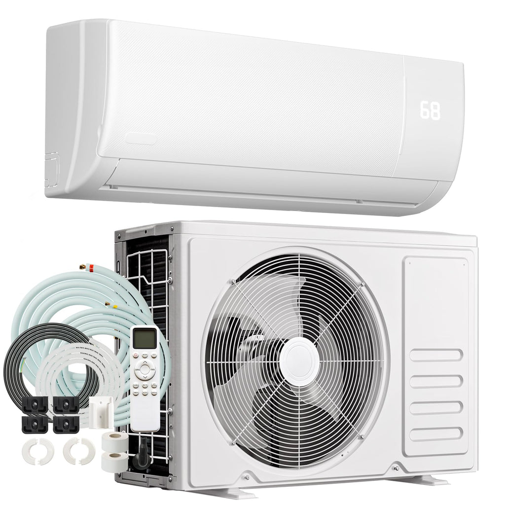 9000 BTU Mini Split AC/Heating System, 19SEER2 Inverter Ductless Wall AC Unit, Energy Efficient Air Conditioner with