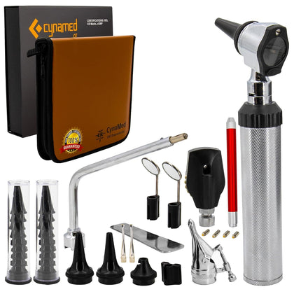 ENT Diagnostic Kit - Ear, Nose, Throat Examination Instruments Set - Otoscope, Opthalmoscope, Earwax Remover, Nasal