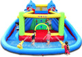 Inflatable Water Slide with Bounce House,Dolphin Styling,Splashing Pool,Double Water Cannon,Climbing Wall,Heavy Duty