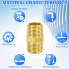 ChillWaves Brass Pipe Fitting，Hex Nipple 3/4" NPT Male x 3/4" NPT Male Thread Adapter(3-PACK)
