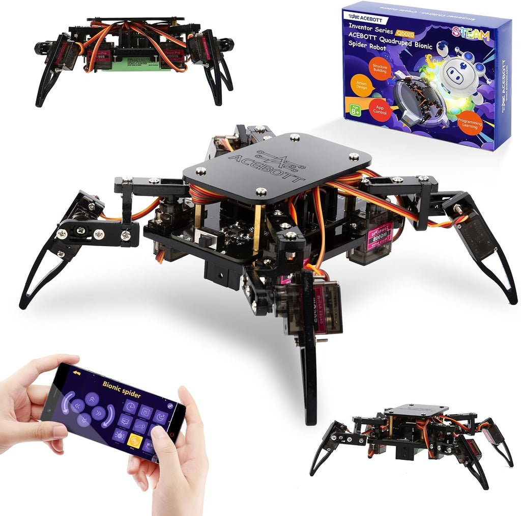 STEM Robotics Science Kits for Adults, ESP8266 Spider Robot Building Kit, App Remote Control, Walking Crawling Fun