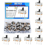 150PCS Micro Mini Slide Switch SPDT Toggle Switches 1p2t 2 Position 3 Pin Small Miniature Vertical Panel Mount Knob for Arduino PCB Breadboard Electronic Project - SS12D00G 3mm DC 50V 0.5A