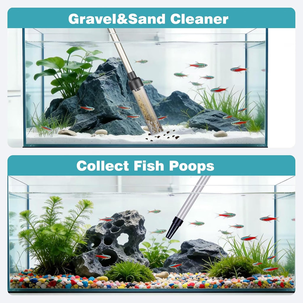 Aquarium Gravel Vacuum Sand Cleaner with 6Ft Pipe Fish Tank Water Changer Adjustable Length ABS(for 3~8Gal Tank)