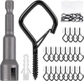 Q Hanger Hooks, 2.2 Inch Metal Screw Hook with Buckle, Black, 20 Pcs
