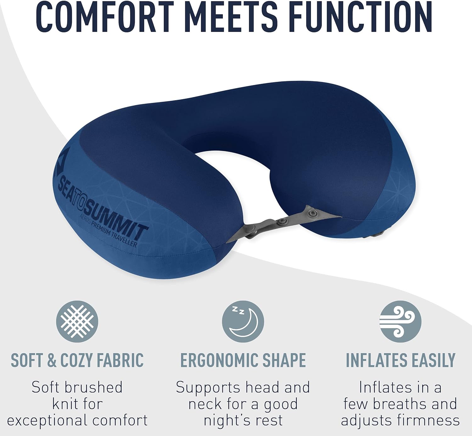 Aeros Premium Traveller Inflatable Neck Pillow, Navy Blue