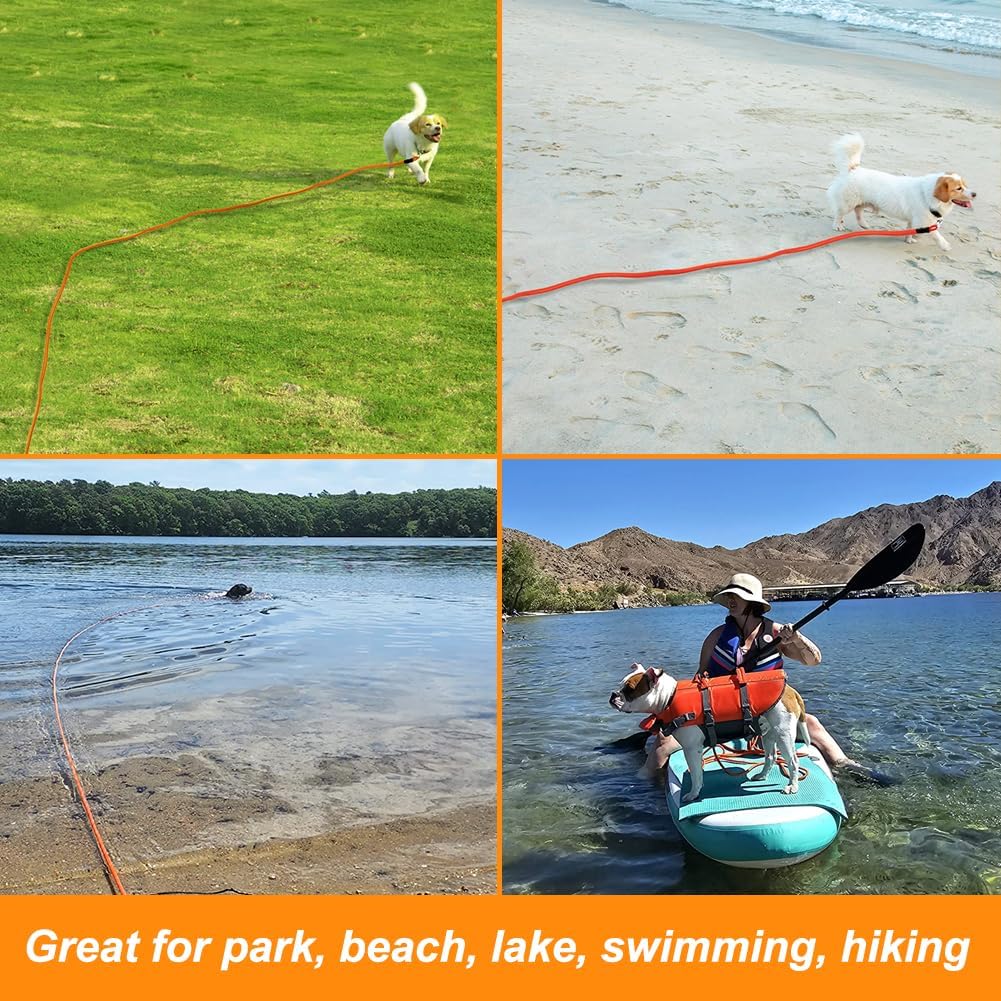 Long Dog Leash, 32ft Floating Dog Training Leash, Orange