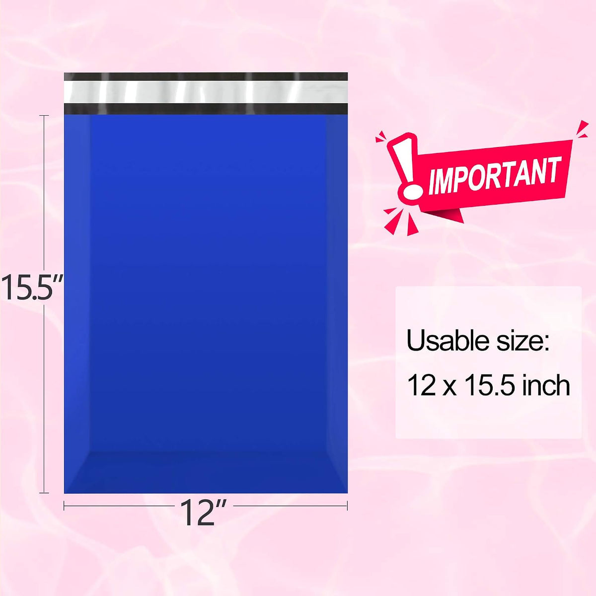 200pcs Poly Mailers 12x15.5 Inch Shipping Bags Dark Blue Shipping Envelopes Self Seal Mailers Bags Waterproof and