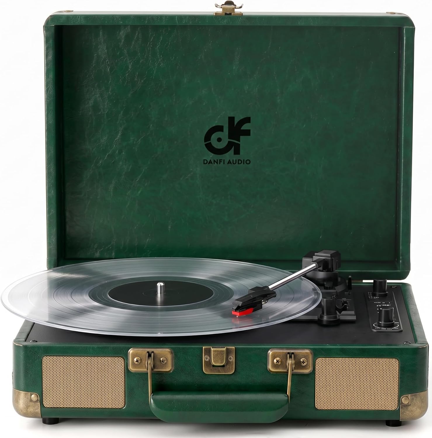 Record Player with Bluetooth Input & USB Recording, Built in Stereo Speakers, Portable Suitcase Vinyl Player 3-Speed