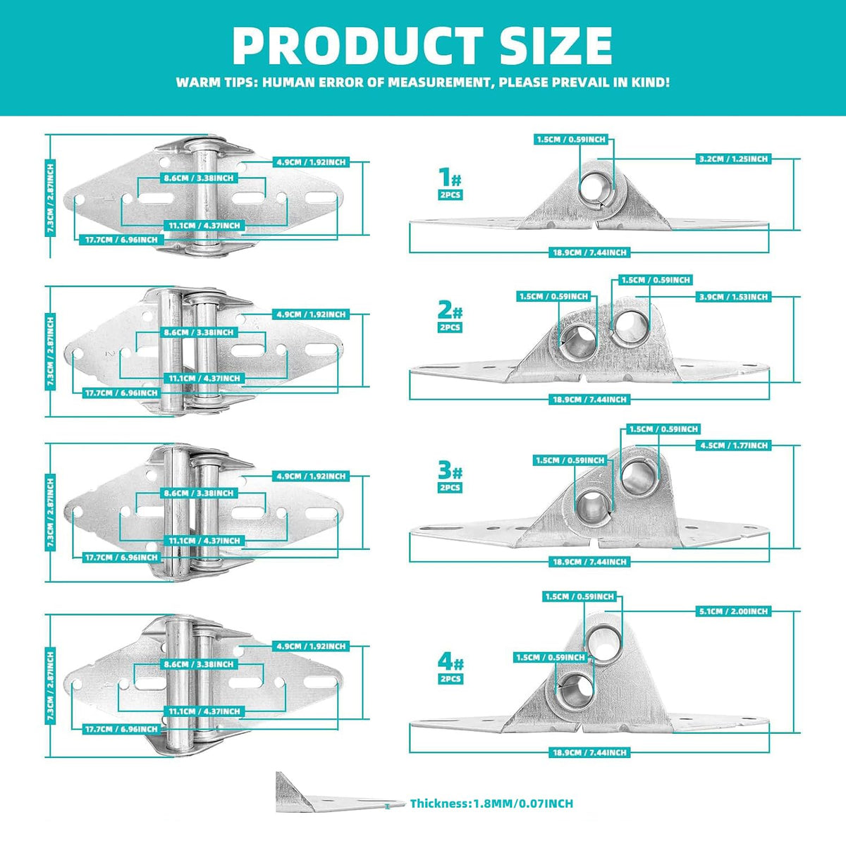 8 Pcs Garage Door Hinges #1#2#3#4