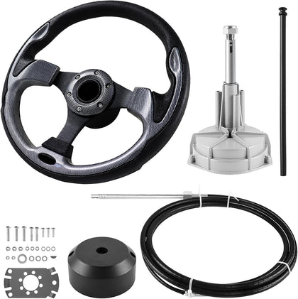 Boats Steering System, Cable Outboard Steering Kit 3/4" Standard Tapered Shaft, Boat Steering System for Yachts