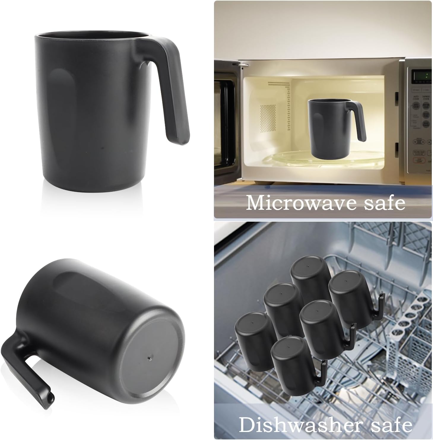 Unbreakable Coffee Mug Set - 6 Wheat Straw Reusable Cups | Dishwasher Safe Drinking Glasses | Alternative to Plastic