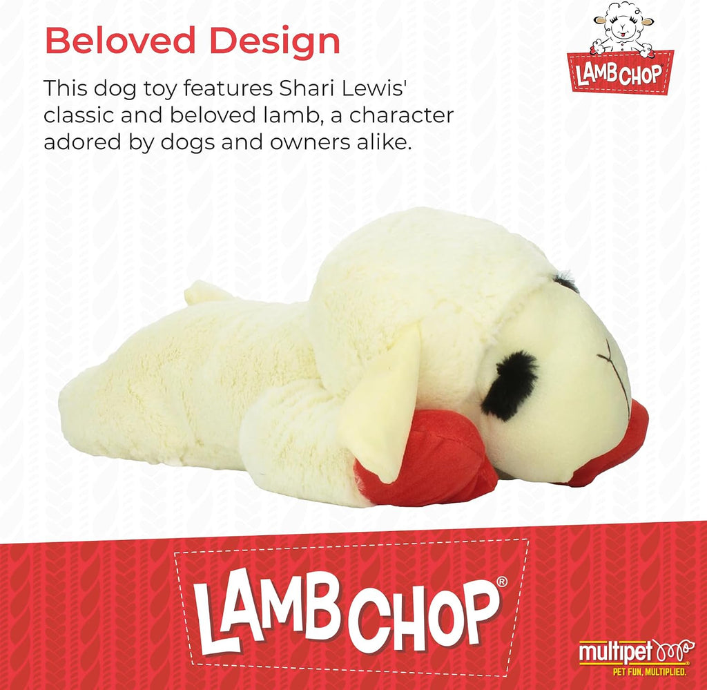 Lamb Chop Dog Plush Toy - Squeaky Toy for All Dogs - Extra Soft Plush - Stuffed Animal for Cuddling & Playing - Jumbo