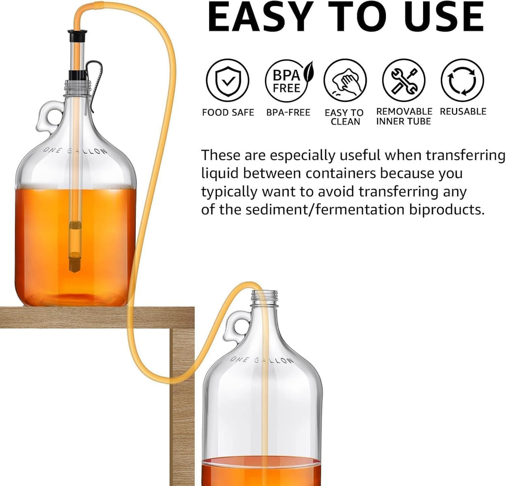 3/8" Auto Siphon 2 Pcs Racking Canes for Gallon Jugs, Wine, Beer or Mead | Beer Bottle Siphon Pump, Food Grade, with