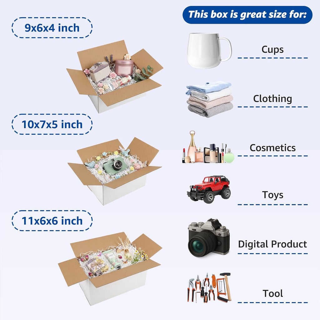 Assorted Sizes Shipping Boxes 30 Pack (11x6x6, 10x7x5, 9x6x4)