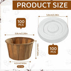 Disposable Sauce Cups 2.5oz,100 Count, Disposable Paper Condiment Cups with Lids, Ketchup Cups for Medication, Pills