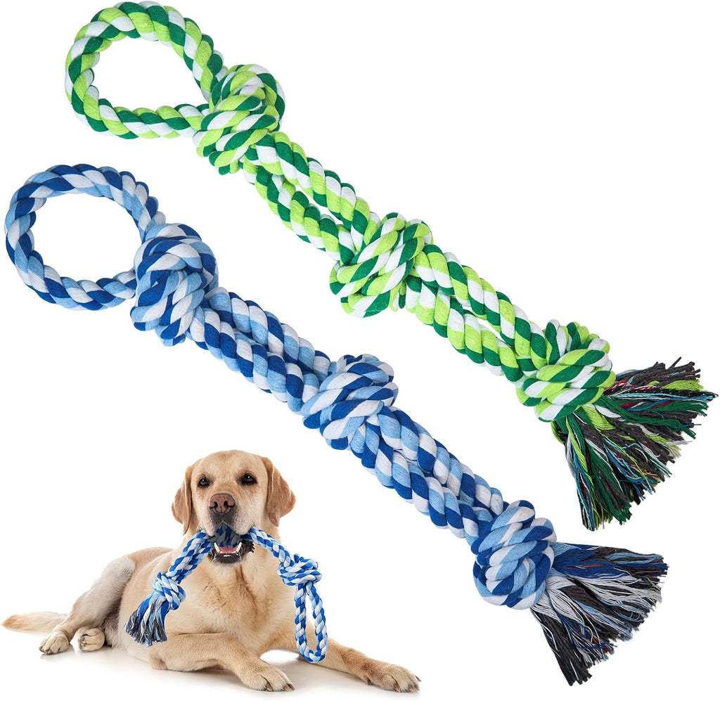 2 Pack Dog Rope Toys for Medium Large Breed, Nearly Indestructible Dog Chew Toys for Aggressive Chewers, Teeth