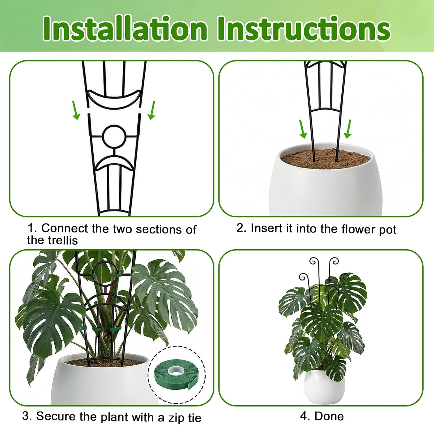 Monstera Plant Support - 32.6 Inch Tall Trellis with 2 Pack Plant Stakes for Your Large Climbing Monstera Deliciosa |