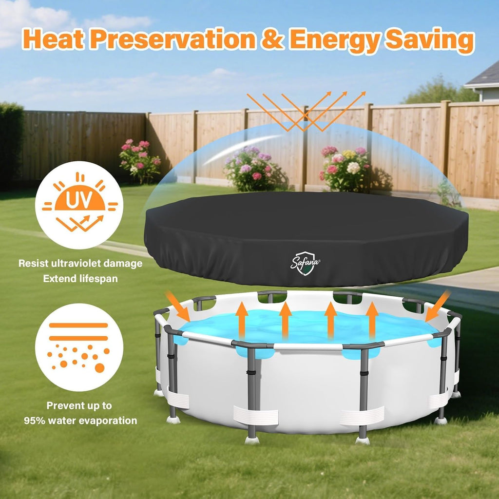 18FT Round Pool Covers for Above Ground Pools, Round Swimming Pool Cover [Upgrade 420D Thicker] Protective Leaf
