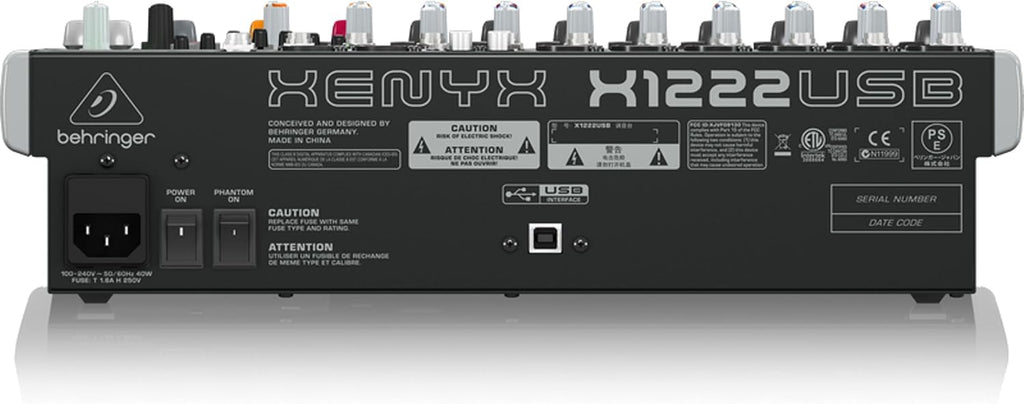 XENYX X1222USB Premium 16-Input 2/2-Bus Mixer with XENYX Mic Preamps and Compressors, British EQ, 24-Bit Multi-FX