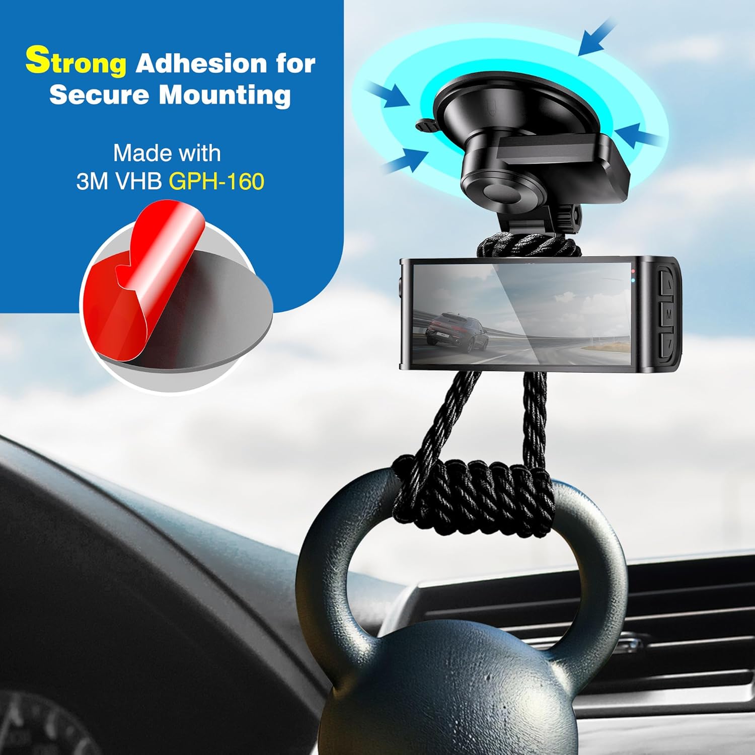 Double-Sided Adhesive Pads for Dash Cam Mount – 4-Pack 2.2" (56mm) Round High-Bond Heat-Resistant Mounting Tape for