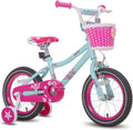 Paris Girls Bike with Training Wheels for Ages 3-10Y | 14-20 Inch Kids Bike with Training Wheels Basket & Handbrake