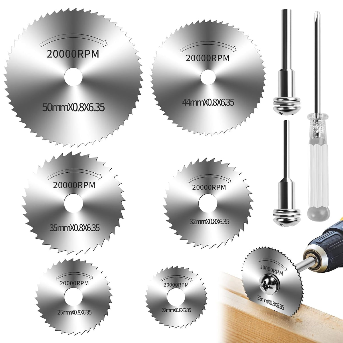 9Pcs 1/4" Hex Shank Rotary Saw Blades Cutting Wheel Set