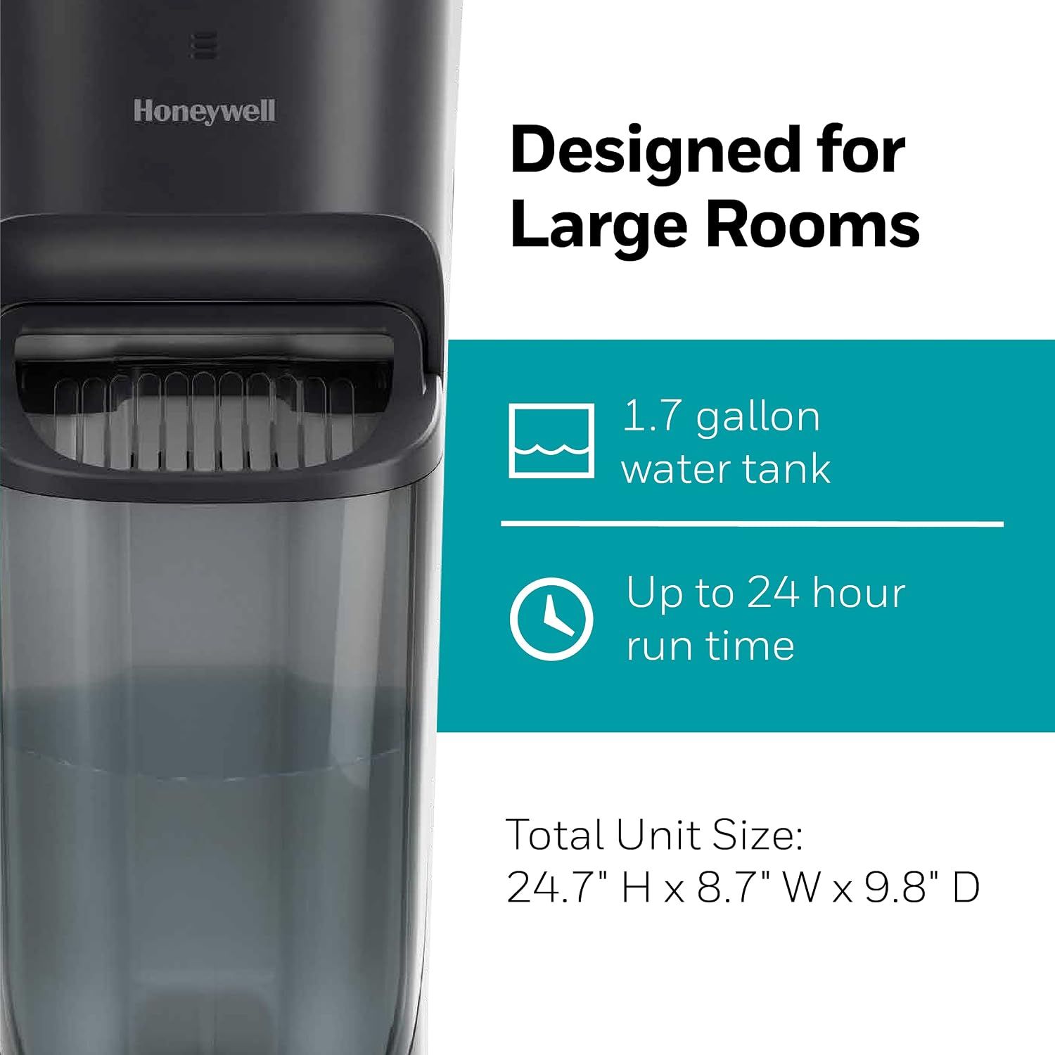 Top Fill Tower Humidifier, Digital Humidistat, Black – Cool Mist Humidifiers for Bedroom, Home or Office with