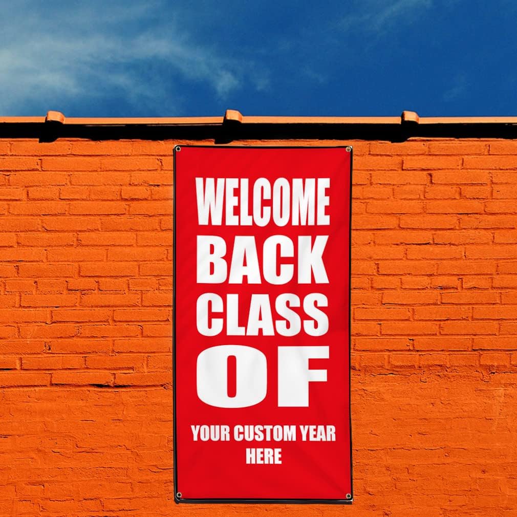 Custom Vertical Vinyl Banner Multiple Sizes Welcome Back! Class School Custom Personalized Business Outdoor