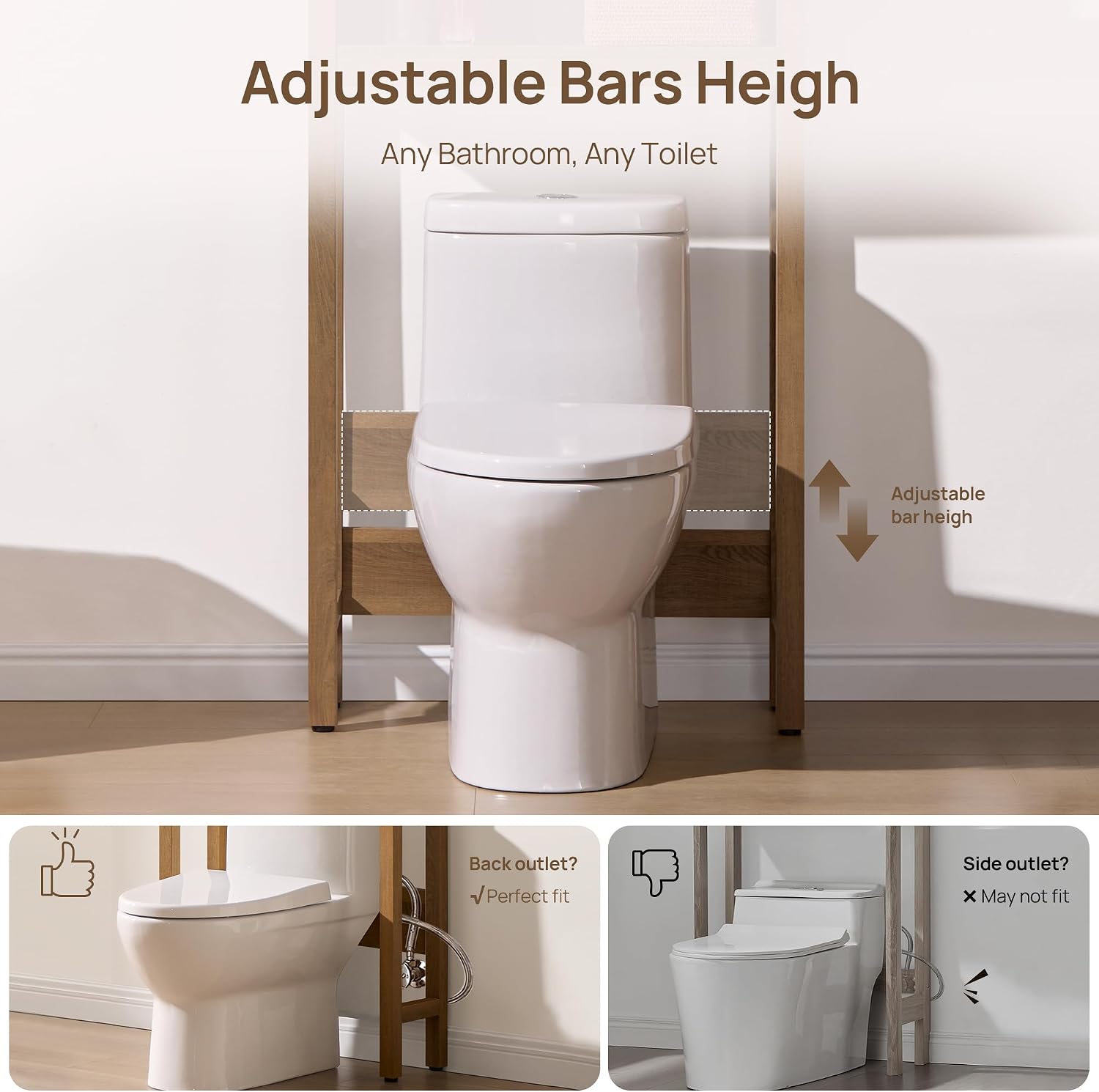 Over the Toilet Storage Cabinet, Rattan Door Bathroom Organizer | Freestanding Bathroom Organizer with Adjustable
