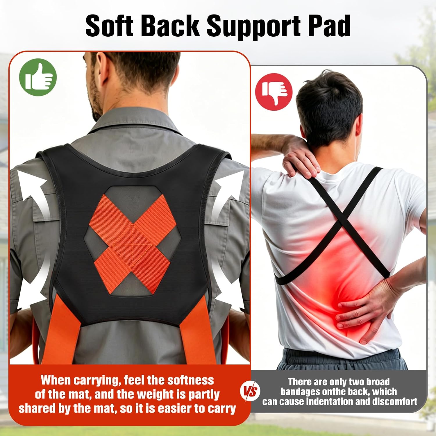 2-Person Lifting and Moving System—Anti-Slip Heavy Duty Moving Straps, Adjustable Shoulder Lifting Carrying Straps