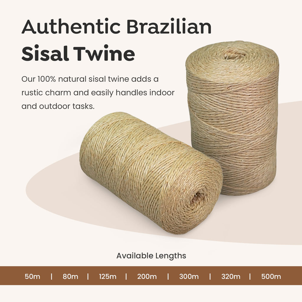 Premium Brazilian 262ft (80m) Coil Sisal Twine, 100% Natural Garden Twine for Plants, Crafts, Gift Wrapping, Packing