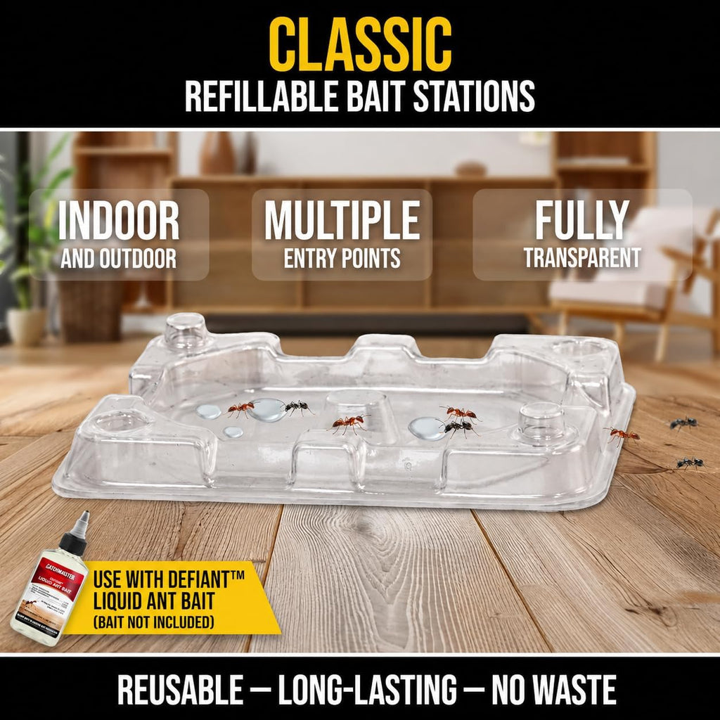 Defiant Reusable Ant Traps Indoor Refill (16 Pack), Bait NOT Included – Bait Stations that Hold Liquid Ant Killer –