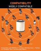 2-Pack Replacement VF4000 Filter for RIDGID 5-20 Gal Wet/Dry Vacuum