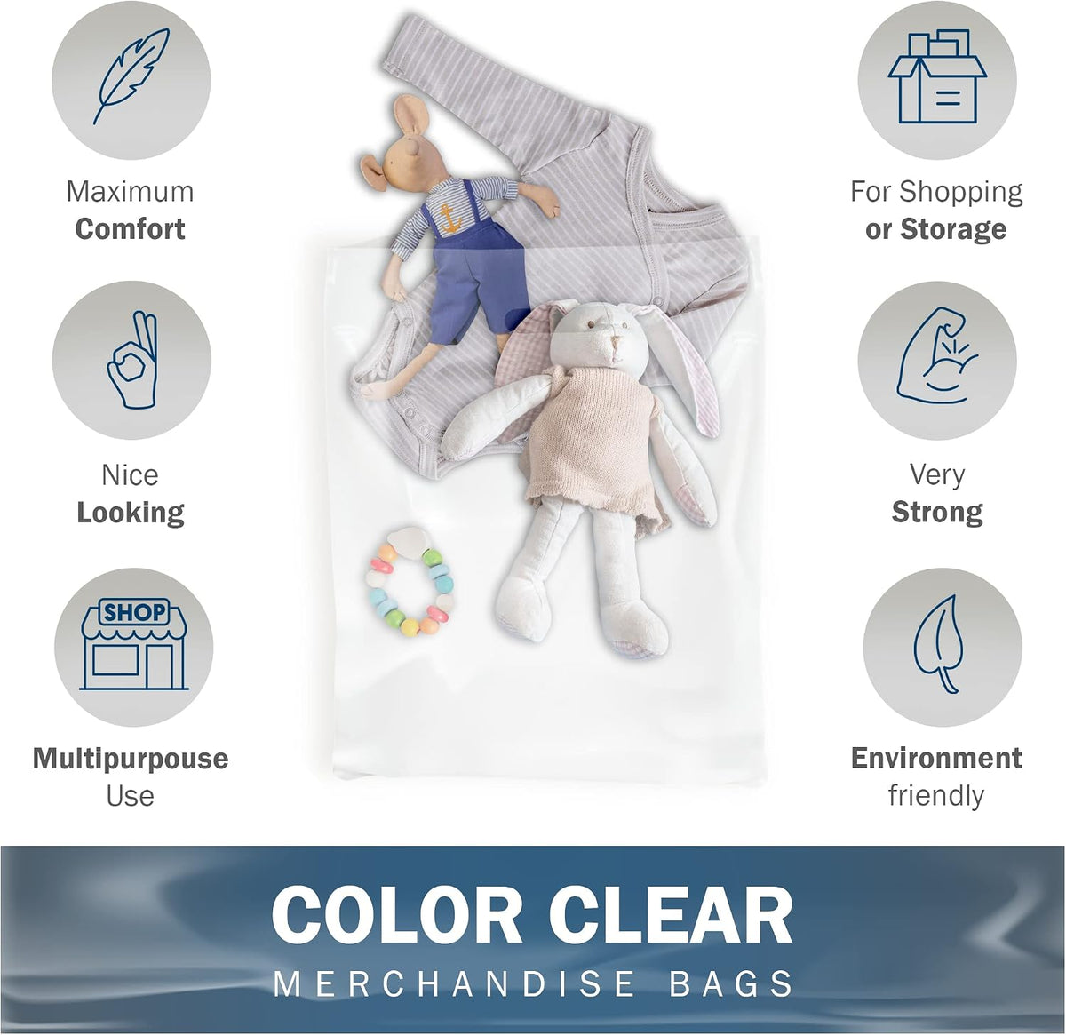 12x18 Clear Plastic Bags, Medium, Glossy Finish, 2 Mil Thick, 100 Pack