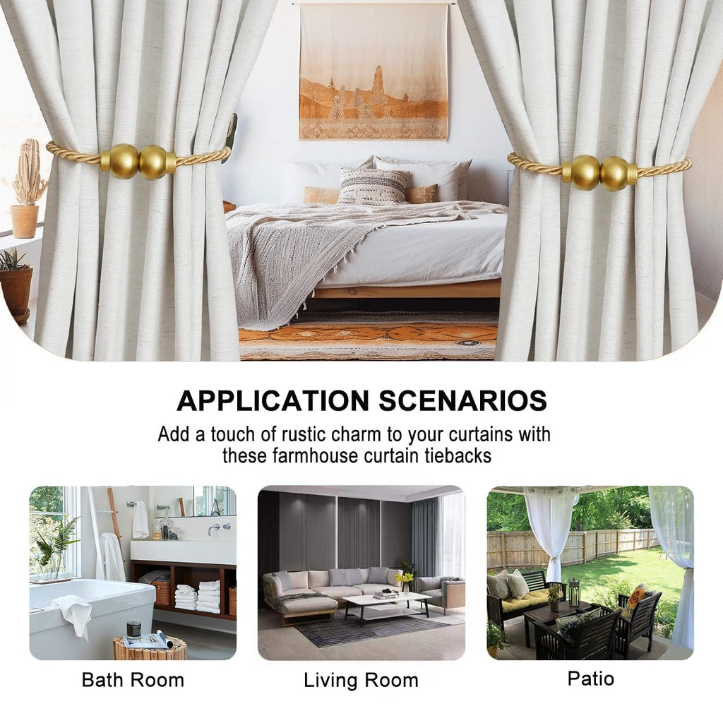 2 Pack Magnetic Curtain Tiebacks Modern Handmade Rope Curtain Tie Backs Decorative Drapes Weave Holdbacks for Home