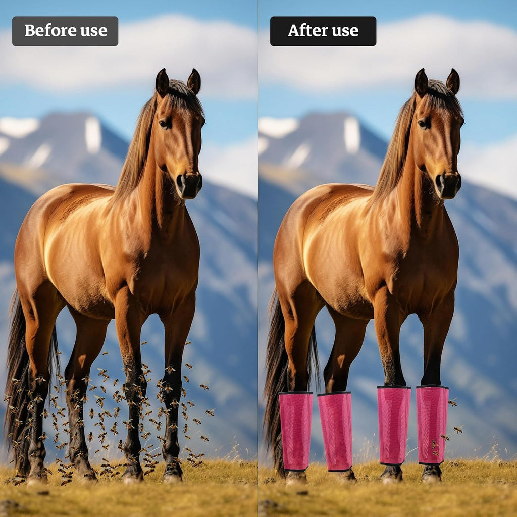 Mesh Horse Fly Boots, Pink, Set of 4