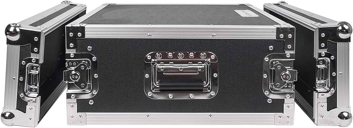 4U PA/DJ Rack/Road Case, 4-Space, with 21" Rackable Depth, Plywood, Metal Ball Corners, Pro Tour Grade Flight Case