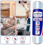 Stretch Wrap, Industrial Strength 4 Roll Clear, 18” x 1500 feet, 80 Gauge (20 Micron), Heavy Duty Plastic Shrink Film